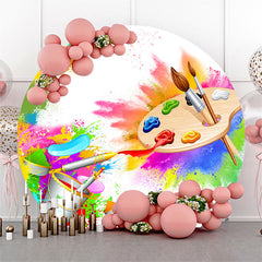 Lofaris Circle Paintbrush Doodle Round Birthday Backdrop Kit