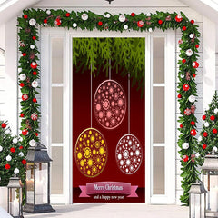 Lofaris Circle Pattern Plant Red Merry Christmas Door Cover