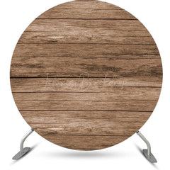 Lofaris Circle Retro Wooden Plank Simple Birthday Backdrop