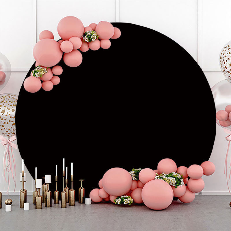 Lofaris Circle Simple Black Solid Color Birthday Backdrop