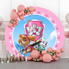 Lofaris Circle Skye Dogs And Blue Sky Pink Birthday Backdrop Kit