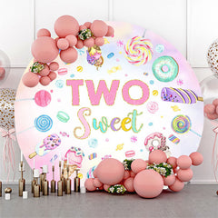 Lofaris Circle Sweet Candy Ice Cream 2nd Birthday Backdrop