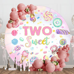 Lofaris Circle Sweet Candy Ice Cream 2nd Birthday Backdrop