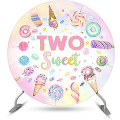 Lofaris Circle Sweet Candy Ice Cream 2nd Birthday Backdrop