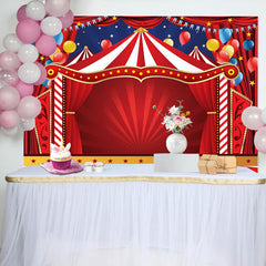 Lofaris Circus Red Tents Stars Carnival Birthday Backdrop