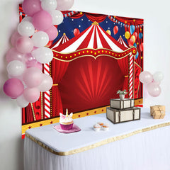 Lofaris Circus Red Tents Stars Carnival Birthday Backdrop