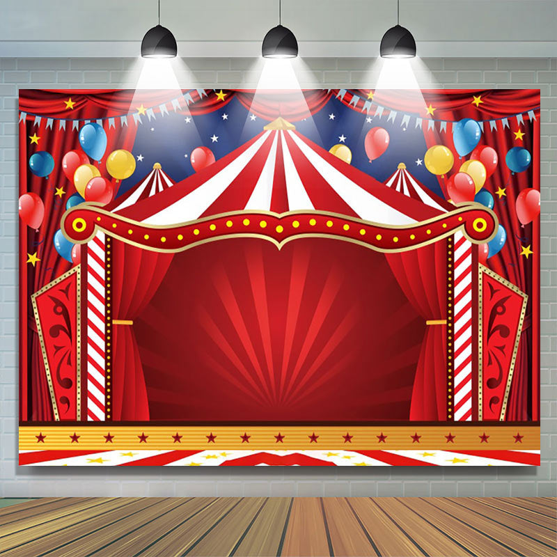 Lofaris Circus Red Tents Stars Carnival Birthday Backdrop