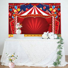 Lofaris Circus Red Tents Stars Carnival Birthday Backdrop