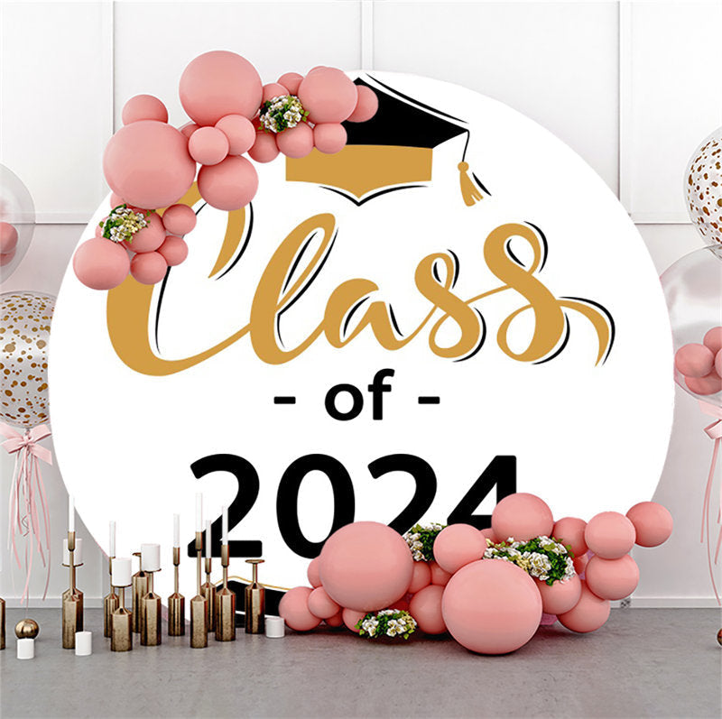 Lofaris Class 2024 Bachelor Cap Round Graduation Backdrop