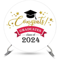 Lofaris Class 2024 Golden Congrats Round Graduation Backdrop