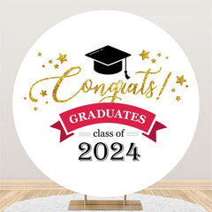 Lofaris Class 2024 Golden Congrats Round Graduation Backdrop