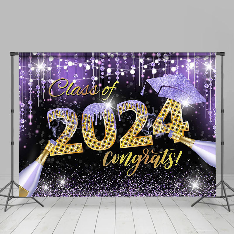 Lofaris Class Of 2024 Congrats Purple Graduation Backdrop