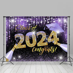 Lofaris Class Of 2024 Congrats Purple Graduation Backdrop