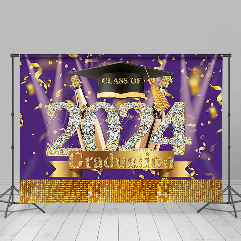 Lofaris Class Of 2024 Diamond Gold Sparkle Graduation Backdrop