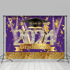 Lofaris Class Of 2024 Diamond Gold Sparkle Graduation Backdrop