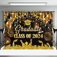 Lofaris Class Of 2024 Gold Glitter Backdrop For Graduate