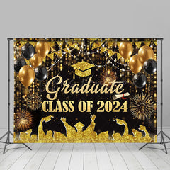 Lofaris Class Of 2024 Gold Glitter Backdrop For Graduate