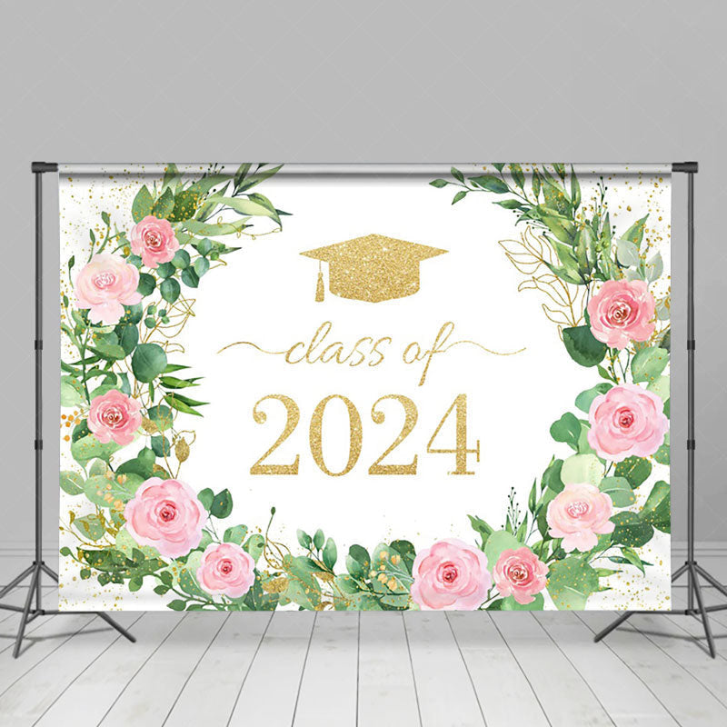 Lofaris Class Of 2024 Wreath Glitter Backdrop For Graduation