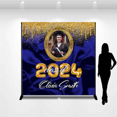 Lofaris Class Of Blue Gold Custom Photo Graduation Backdrop