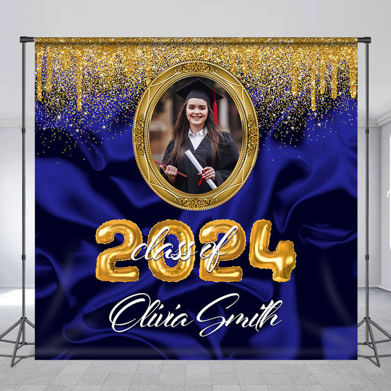 Lofaris Class Of Blue Gold Custom Photo Graduation Backdrop