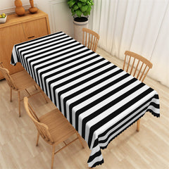 Lofaris Classic Black And White Stripes Rectangle Tablecloth