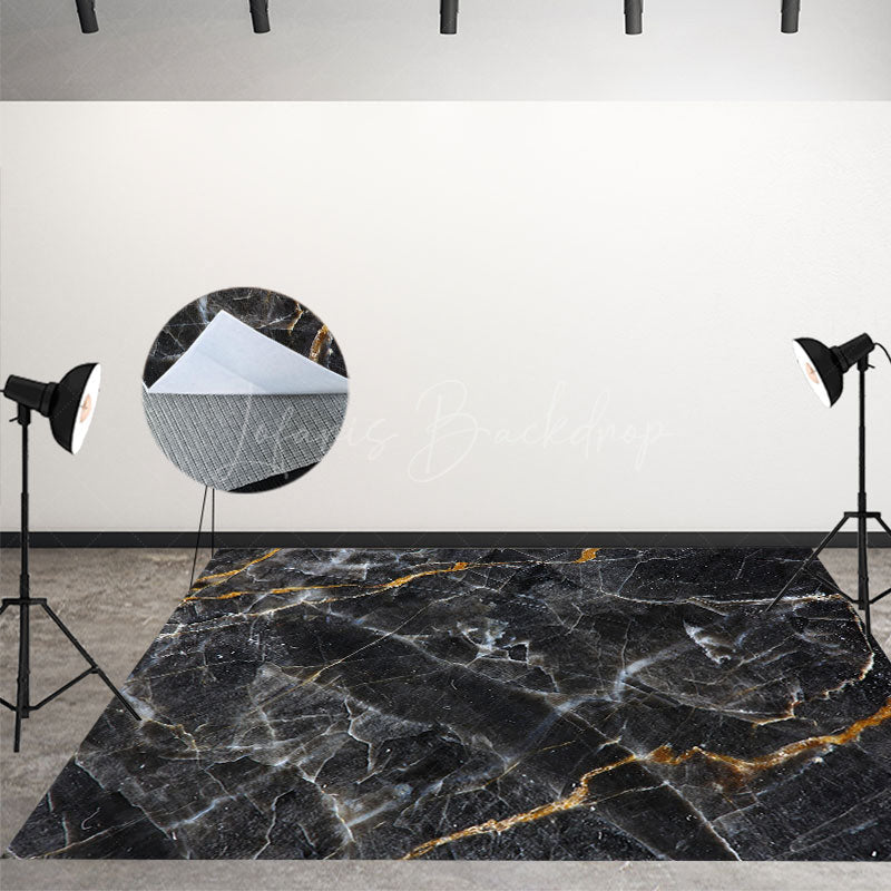 Lofaris Classic Black Crack Marble Texture Floor Backdrop