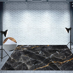 Lofaris Classic Black Crack Marble Texture Floor Backdrop