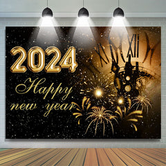 Lofaris Classic Clock Spark Happy New Year Holiday Backdrop