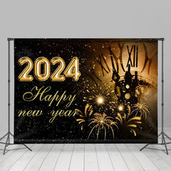 Lofaris Classic Clock Spark Happy New Year Holiday Backdrop