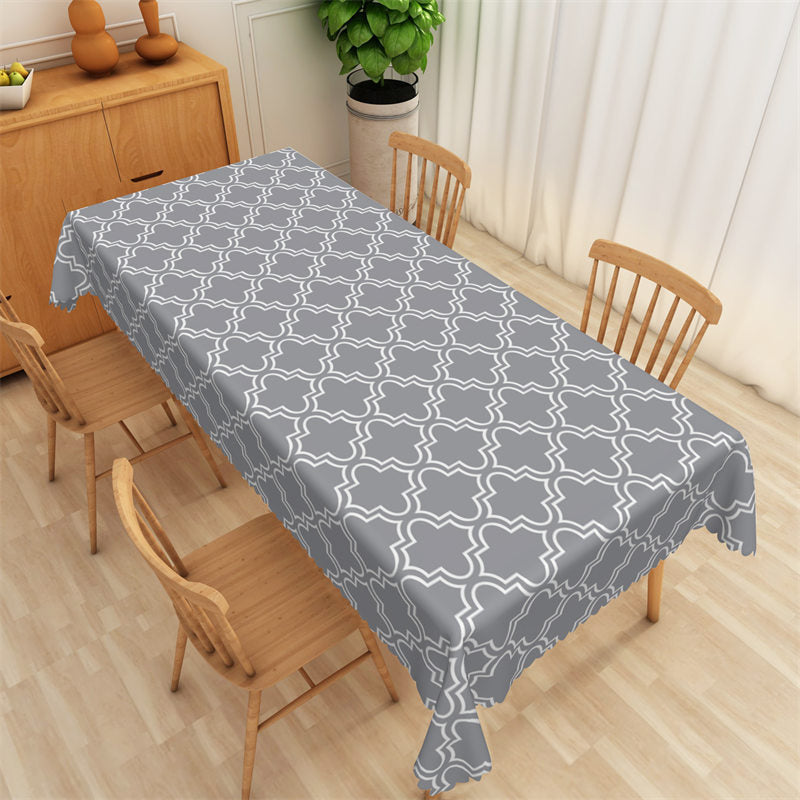 Lofaris Classic Gray Moroccan Trellis Pattern Tablecloth