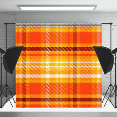 Lofaris Classic Orange Brown Plaid Fine Art Photo Backdrop