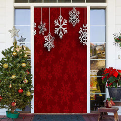 Lofaris Classic Red Snowflake Patterns Christmas Door Cover