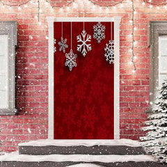 Lofaris Classic Red Snowflake Patterns Christmas Door Cover