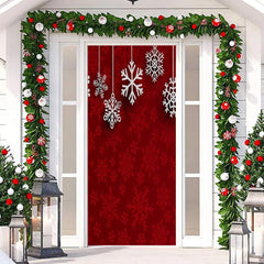 Lofaris Classic Red Snowflake Patterns Christmas Door Cover