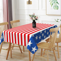 Lofaris Classic Red White Stripes Stars Pattern Tablecloth