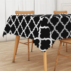 Lofaris Classic White Black Prismatic Rectangle Tablecloth