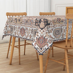 Lofaris Classical Floral Warm Beige Rectangle Tablecloth