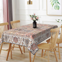 Lofaris Classical Floral Warm Beige Rectangle Tablecloth