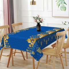 Lofaris Classy Blue Patterns Golden Castle Dining Tablecloth