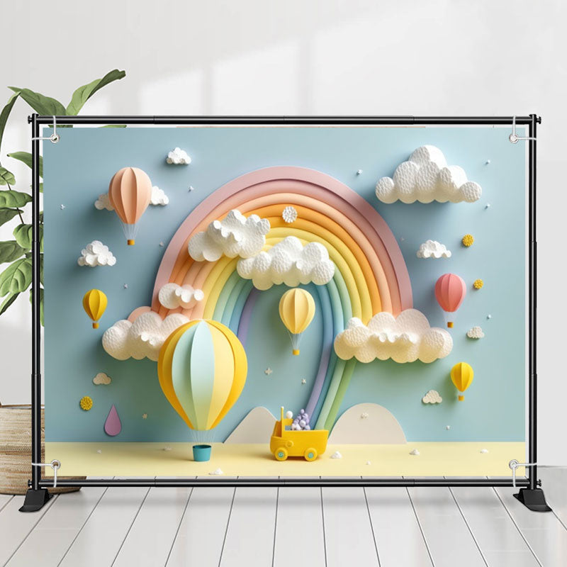 Lofaris Classy Candy Color Rainbow Cloud Birthday Backdrop