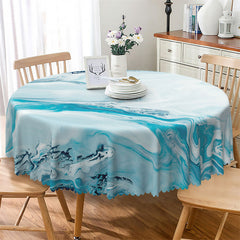 Lofaris Classy Clear Water Wave Streak Blue Round Tablecloth