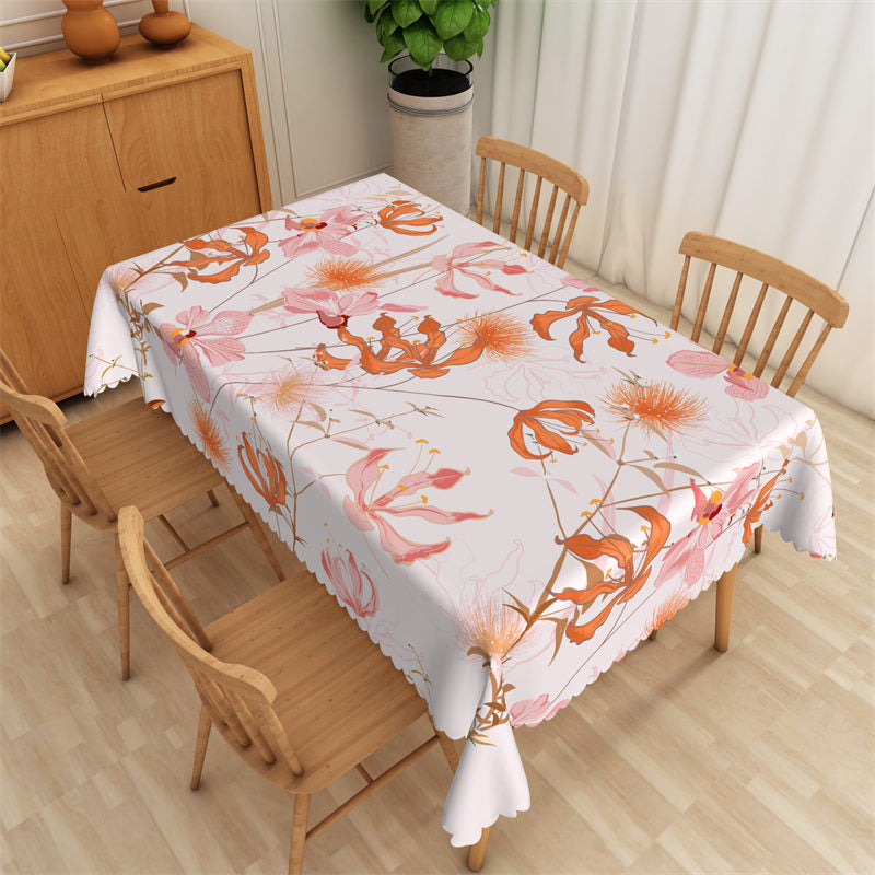 Lofaris Classy Fashionable Flowers Plants Pink Tablecloth