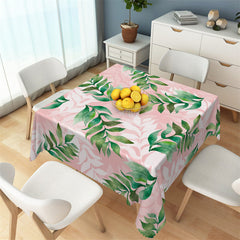 Lofaris Classy Green Plant Pattern Pink Rectangle Tablecloth