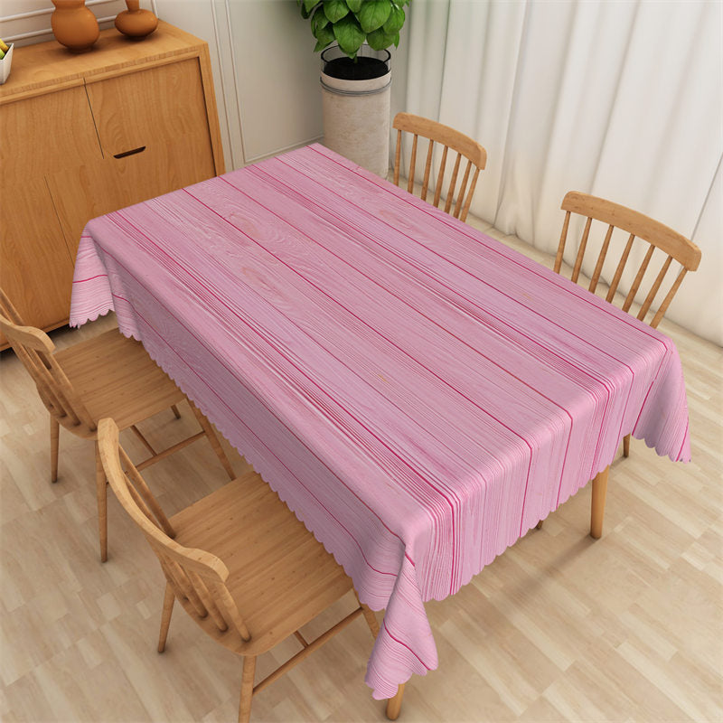 Lofaris Classy Pink Wooden Stripe Grain Rectangle Tablecloth