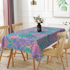 Lofaris Classy Purple Green Moroccan Trellis Tablecloth