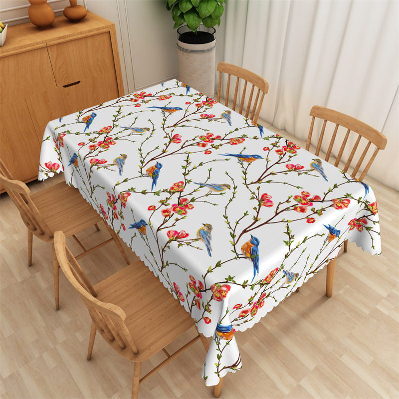 Lofaris Classy Spring Flowers Brids Branch Bud Tablecloth