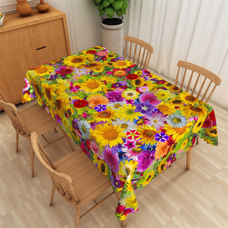 Lofaris Classy Sunflowers Pattern Vivid Rectangle Tablecloth