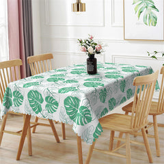 Lofaris Classy Tropical Monstera Pattern White Tablecloth