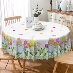 Lofaris Classy White Floral Christmas Circle Tablecloth