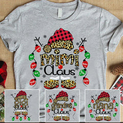 Lofaris Claus Leopard Lights Custom Name Christmas T-Shirt